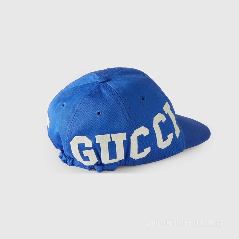 饰Gucci贴饰棉质帆布棒球帽 蓝色