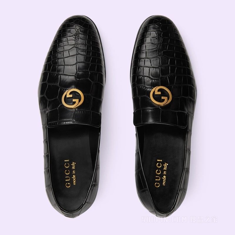 男士鳄鱼皮乐福鞋 黑色