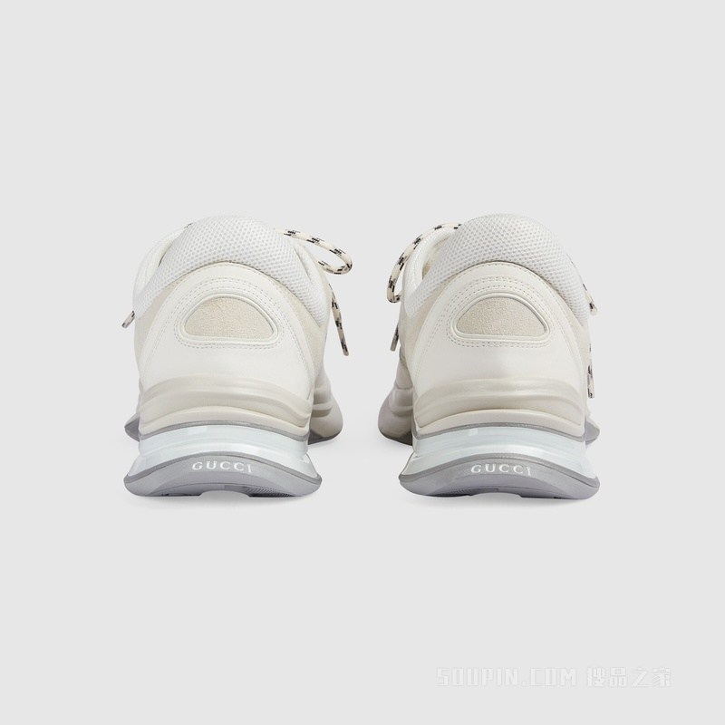 Gucci Run系列男士运动鞋 白色绒面材质
