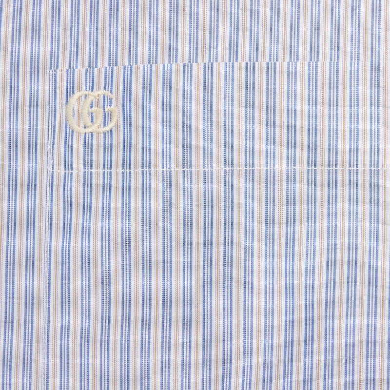 条纹棉质衬衫 浅蓝色和白色