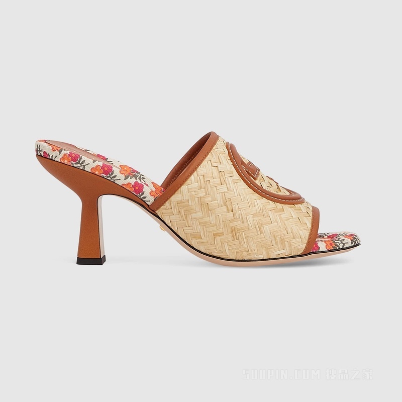 女士互扣式双G拖鞋 天然酒椰纤维