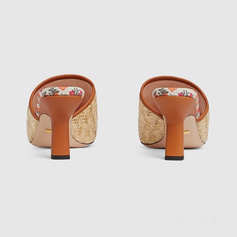 女士互扣式双G拖鞋 天然酒椰纤维