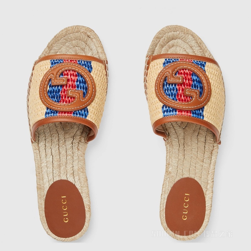 女士互扣式双G绳底鞋 天然酒椰纤维