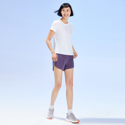 安踏跑步系列冰肤科技女子防晒短袖针织T恤衫