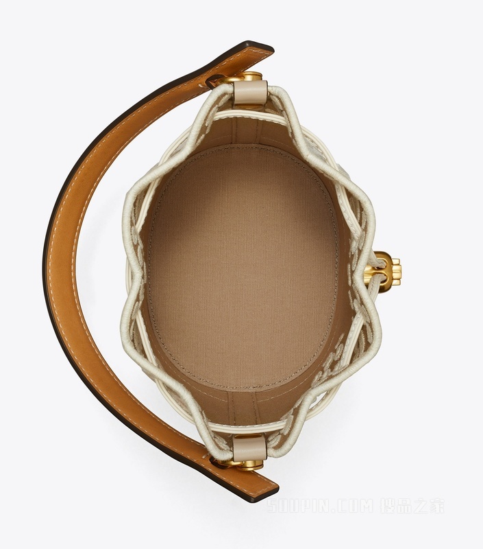 T Monogram 迷你孔眼水桶包 象牙白