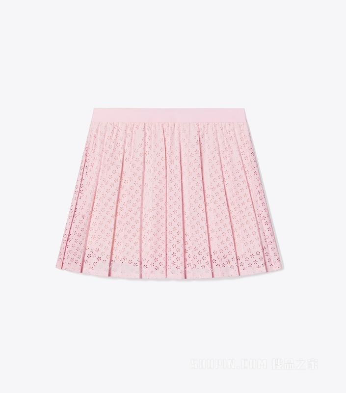 褶裥激光切割网球裙 柔粉色
