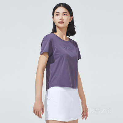 安踏跑步系列吸湿速干科技女短袖针织T恤衫