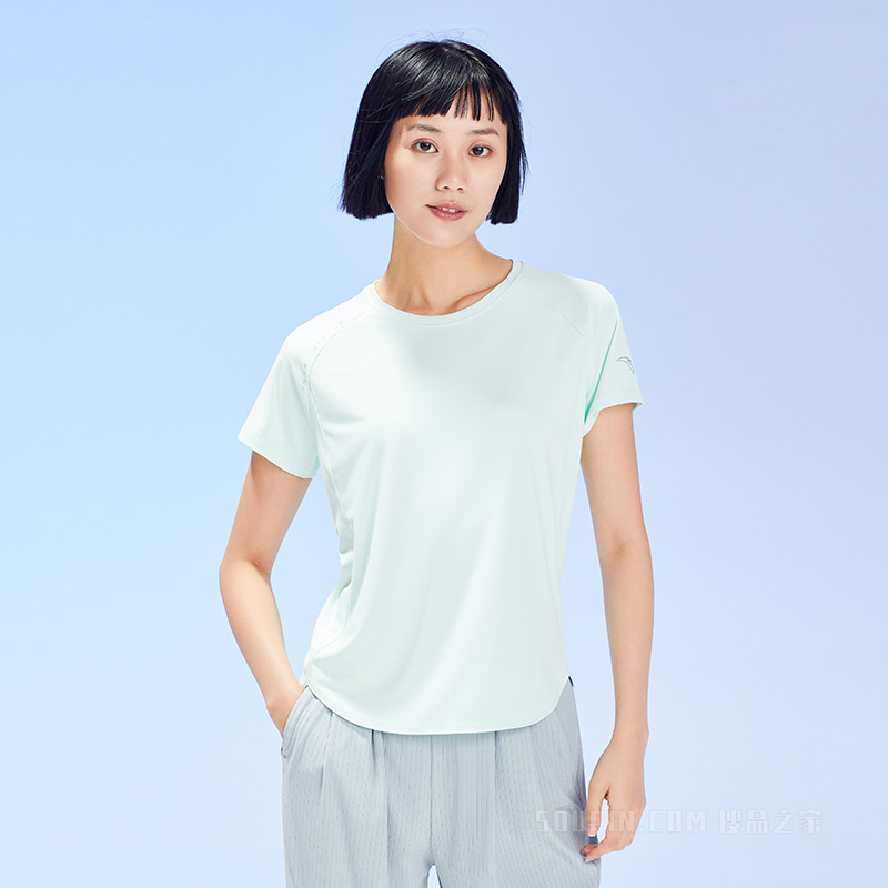 安踏跑步系列女子防晒短袖针织T恤衫