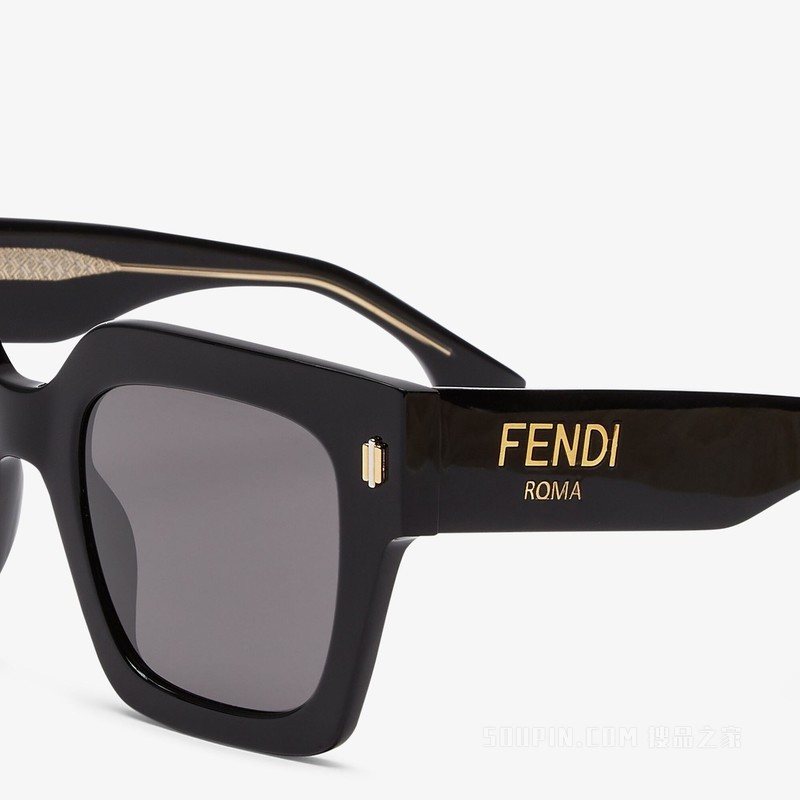 FENDI Roma 低横梁设计黑色醋酸纤维太阳镜