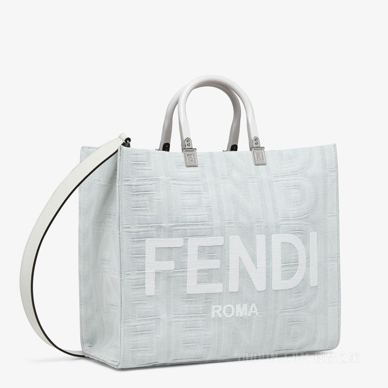 FENDI Sunshine中号手提袋 白色牛仔布FENDI by Marc Jacobs手提袋