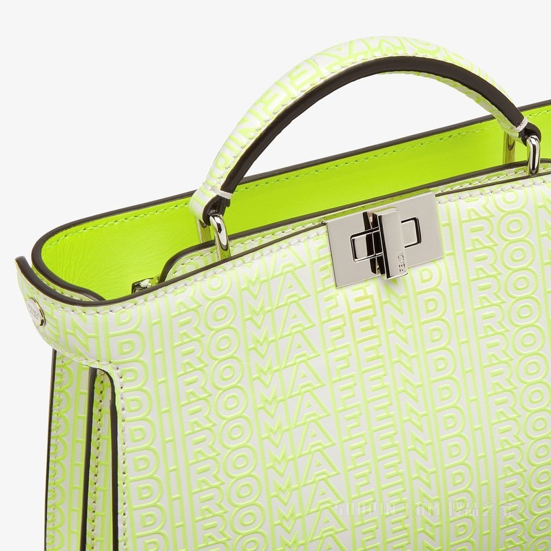 Peekaboo ISeeU XCross手袋 白色和荧光黄皮革FENDI by Marc Jacobs手袋