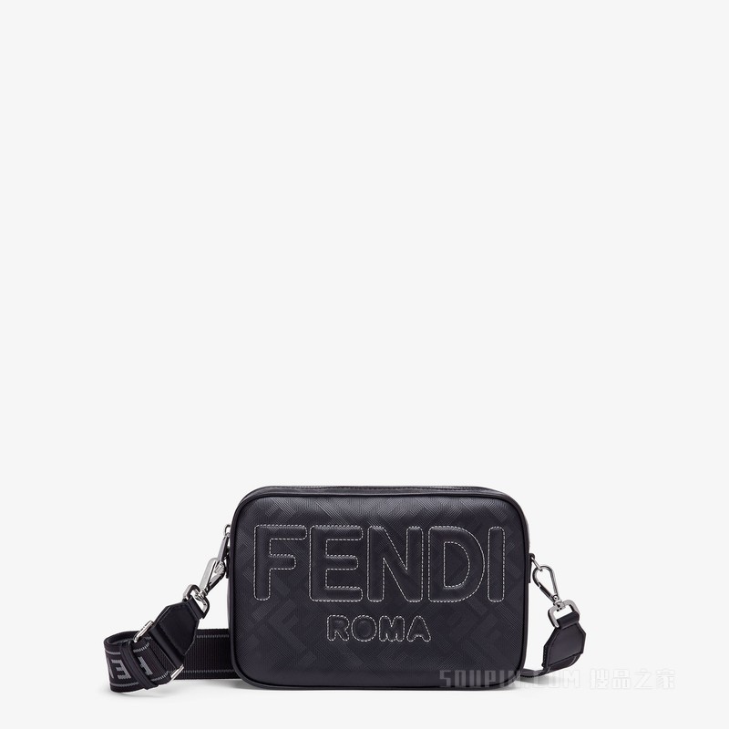 FENDI Roma相机包 黑色皮革FF印花手袋