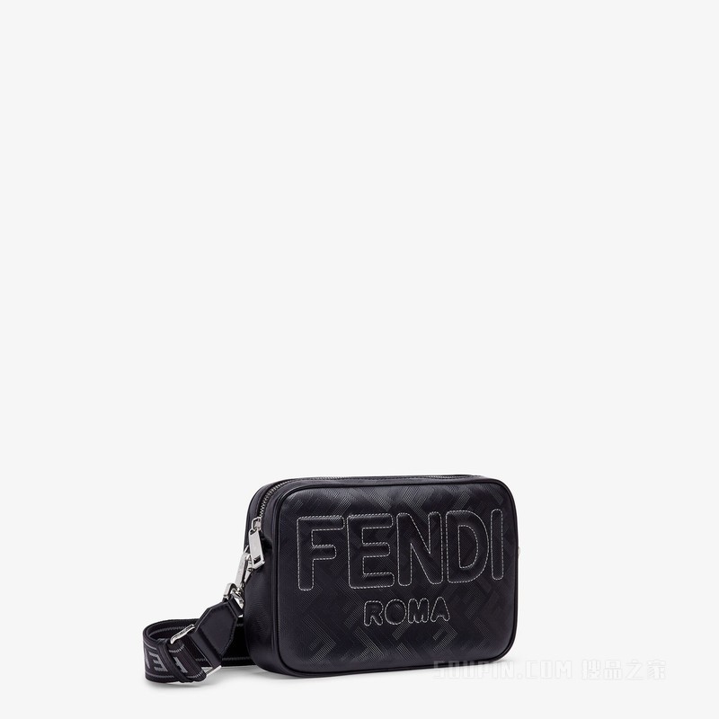 FENDI Roma相机包 黑色皮革FF印花手袋