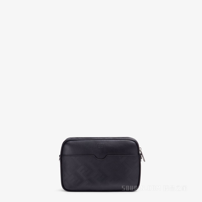 FENDI Roma相机包 黑色皮革FF印花手袋
