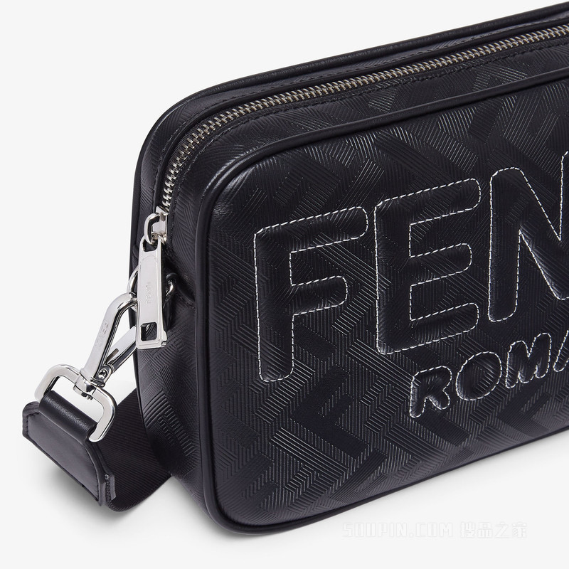 FENDI Roma相机包 黑色皮革FF印花手袋