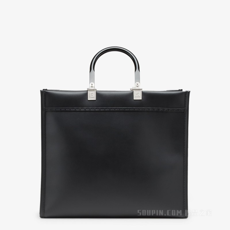 FENDI Sunshine中号手提袋 黑色皮革手提袋