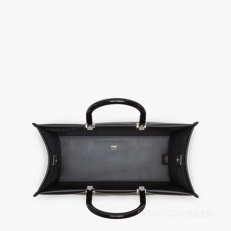 FENDI Sunshine中号手提袋 黑色皮革手提袋