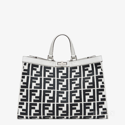 X-Tote 白色帆布手提袋，饰有FF刺绣