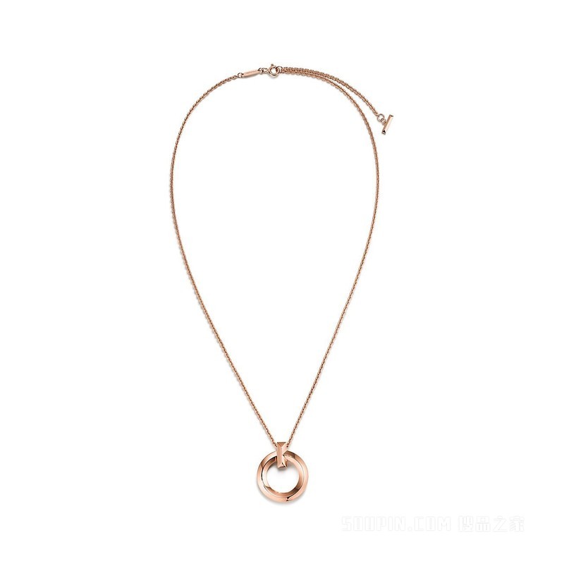 Tiffany T1 系列 18K 玫瑰金圈形项链，小号