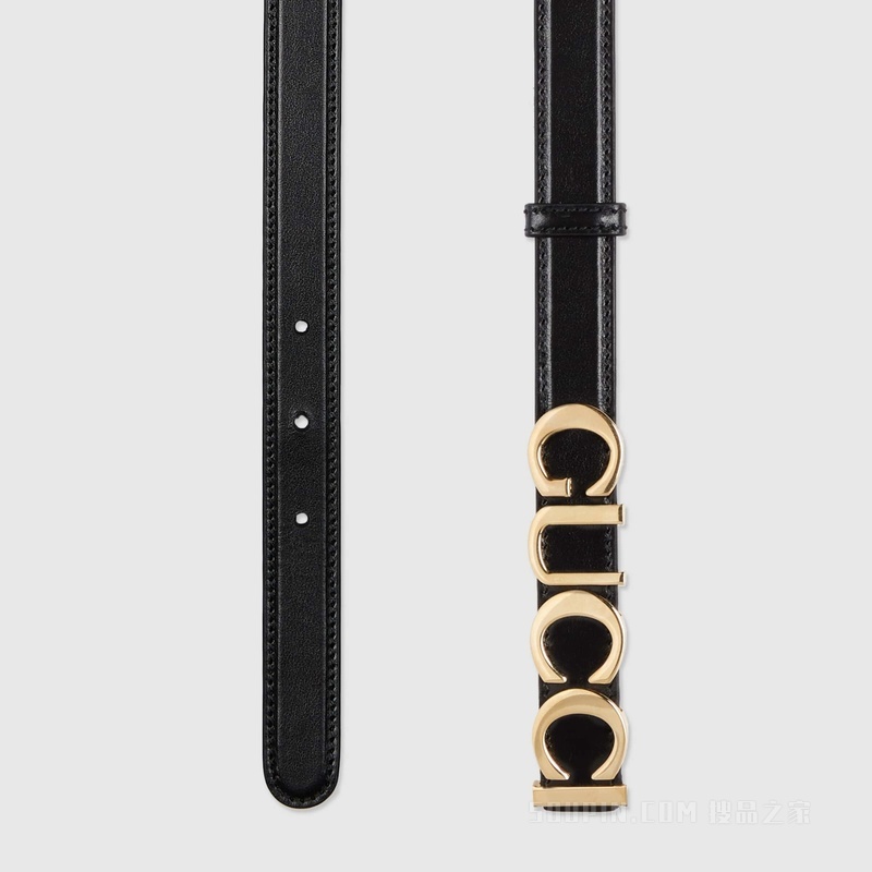 Gucci搭扣窄版腰带 黑色皮革