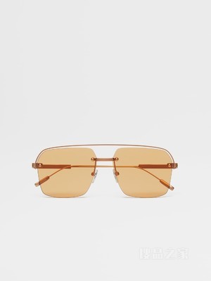 哑光骆马红棕色金属太阳镜