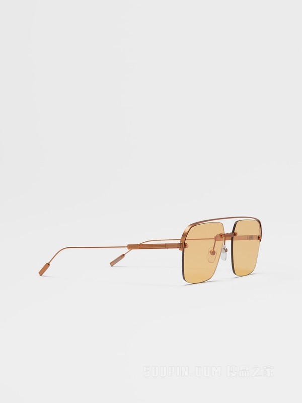 哑光骆马红棕色金属太阳镜
