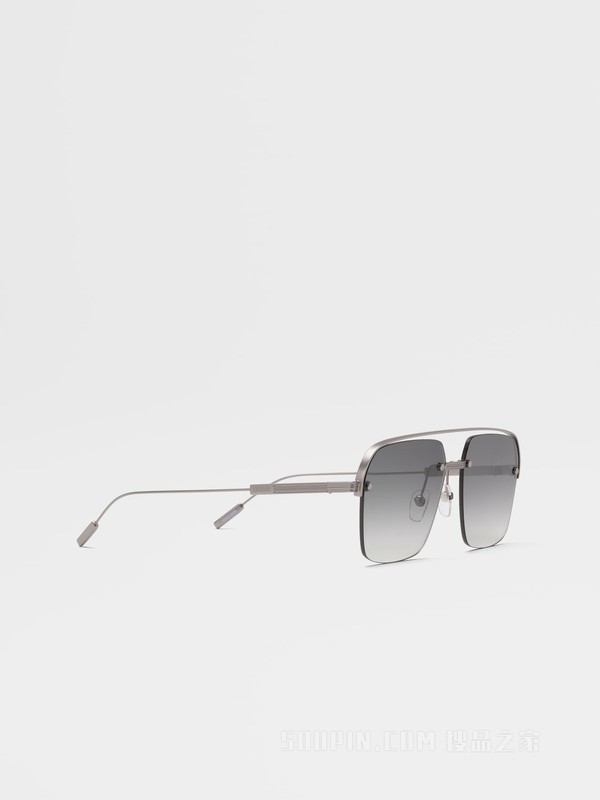 哑光浅钌色金属太阳镜