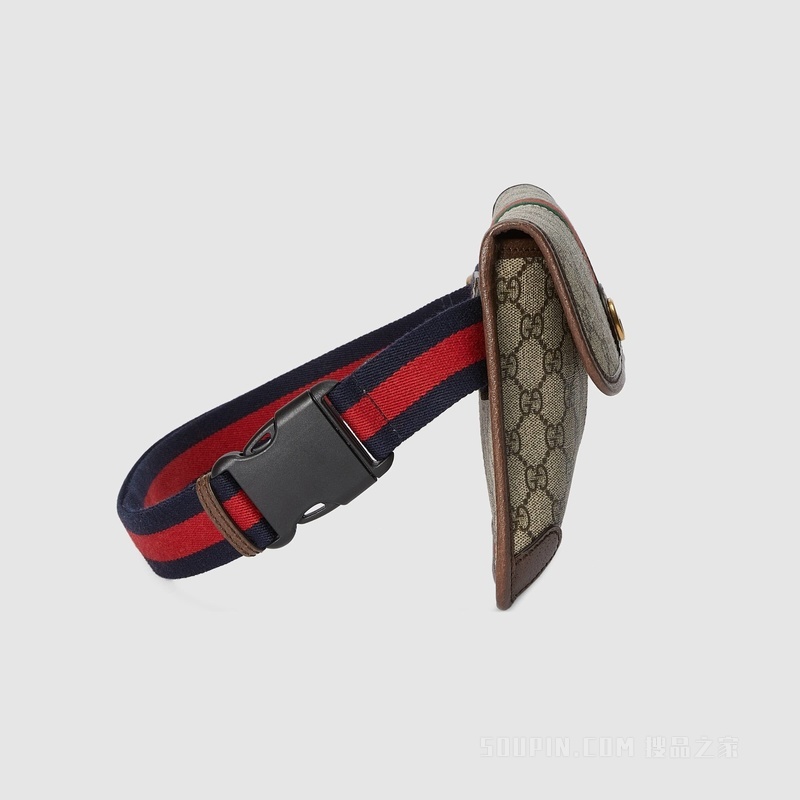 Ophidia系列GG小号腰包 米色和乌木色Supreme帆布