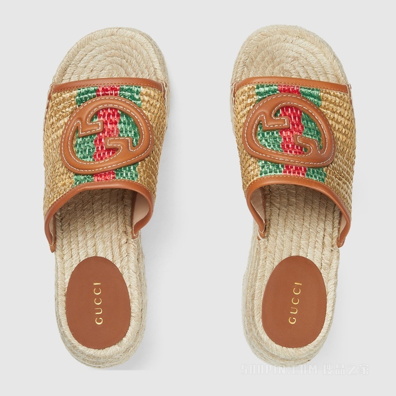 女士互扣式双G绳底鞋 天然酒椰纤维