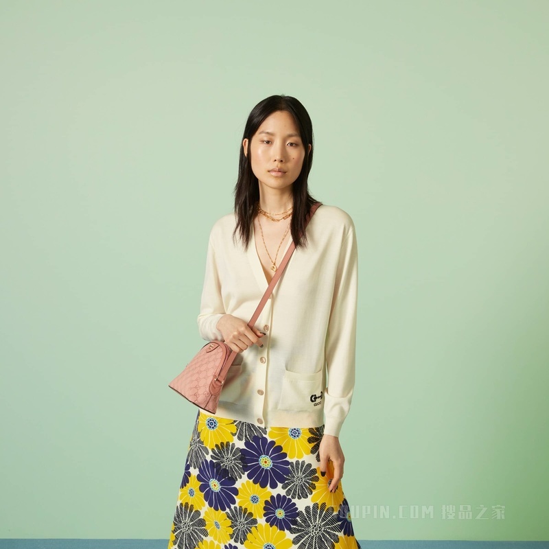 Ophidia系列GG小号肩背包 粉色帆布