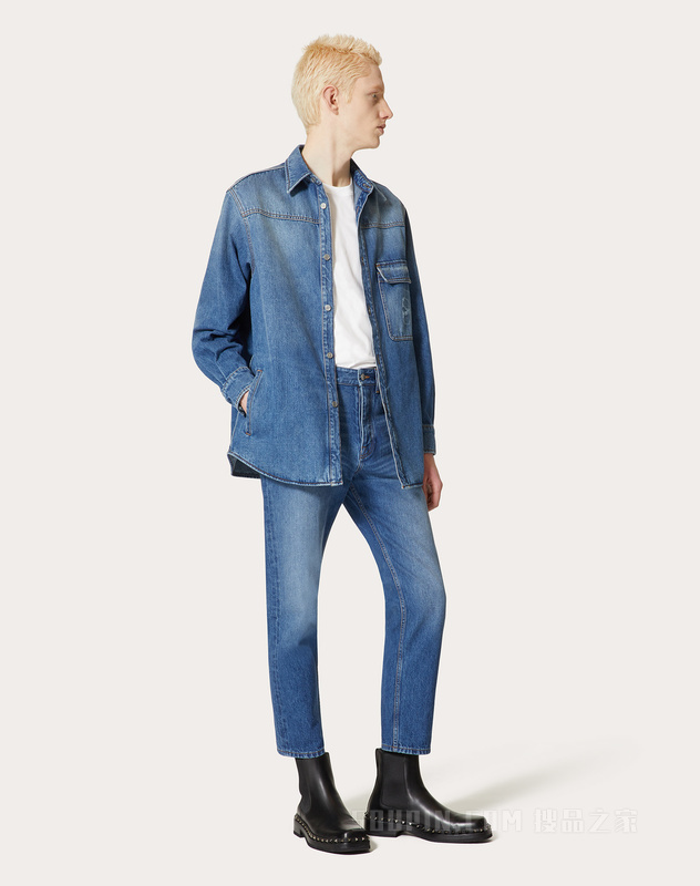 VLOGO SIGNATURE凸纹牛仔衬衫