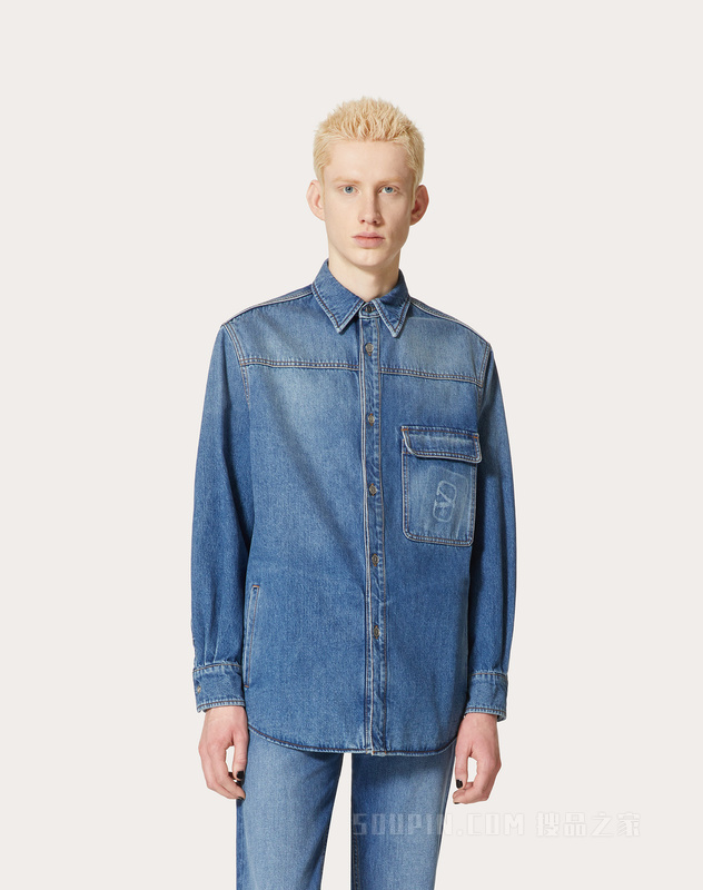 VLOGO SIGNATURE凸纹牛仔衬衫