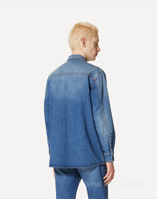 VLOGO SIGNATURE凸纹牛仔衬衫