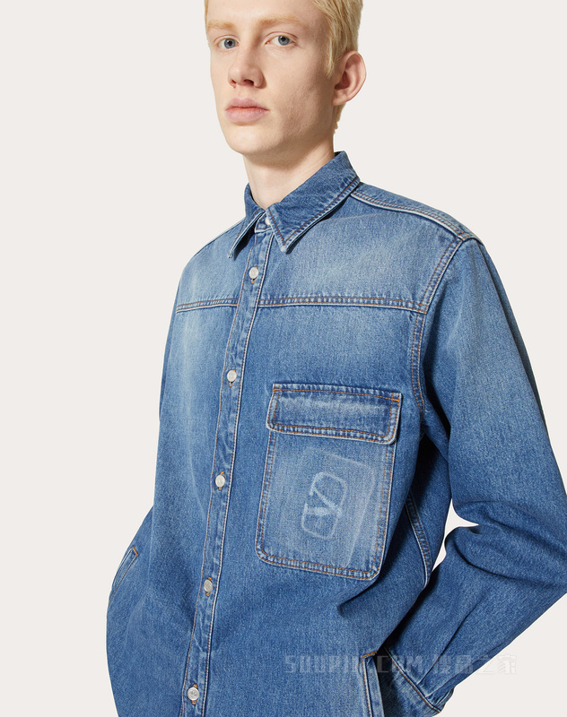 VLOGO SIGNATURE凸纹牛仔衬衫