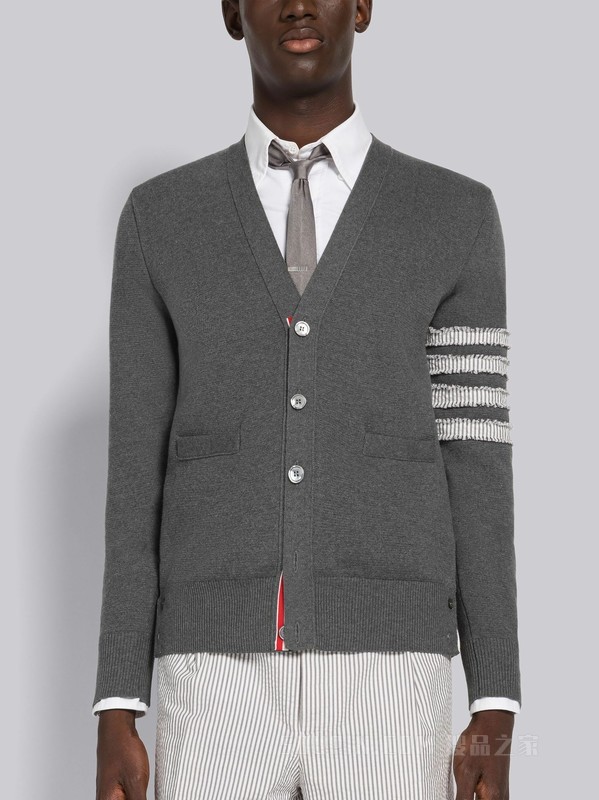 THOM BROWNE】[新品]男士四条纹针织V领开衫MKC479A-Y3006-035-搜
