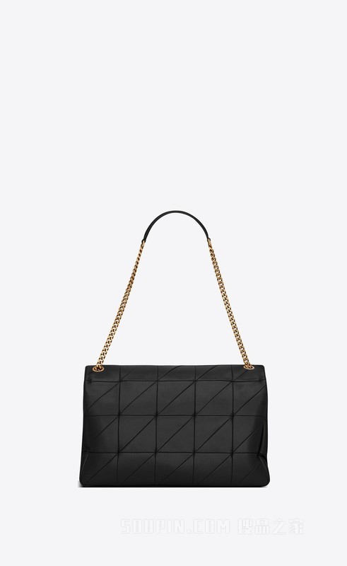jamie中号黑色拼接真皮包