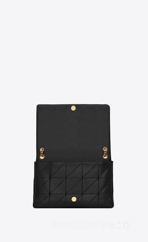 jamie中号黑色拼接真皮包