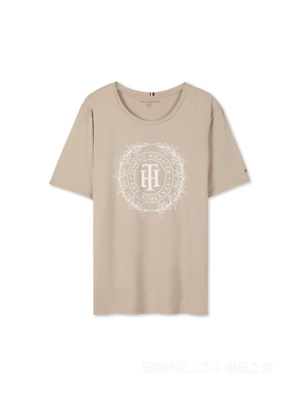 Adaptive23新款春夏女装时尚徽章印花合身短袖T恤76J4086