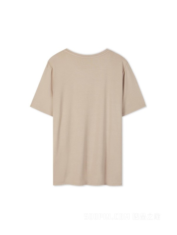 Adaptive23新款春夏女装时尚徽章印花合身短袖T恤76J4086