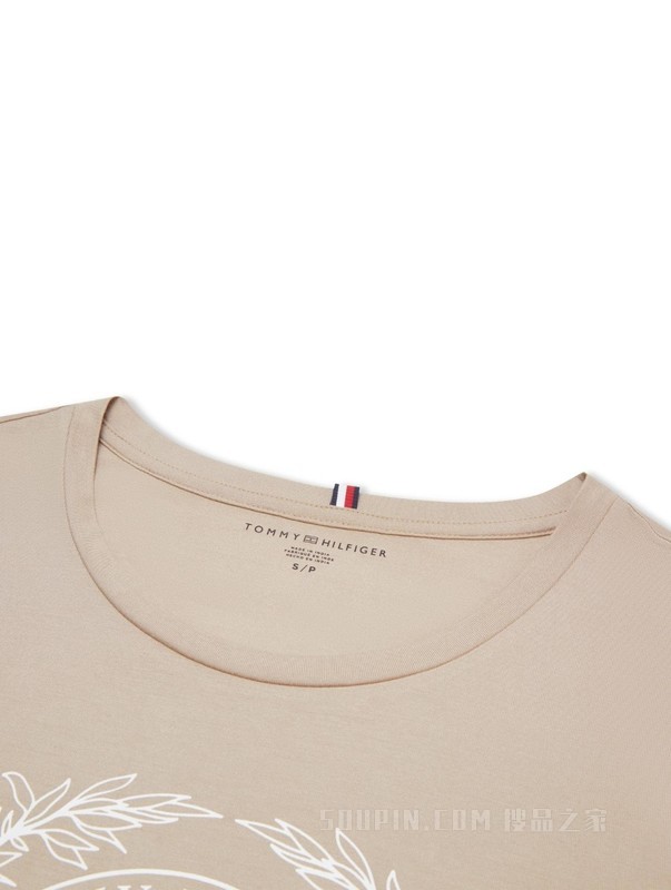 Adaptive23新款春夏女装时尚徽章印花合身短袖T恤76J4086