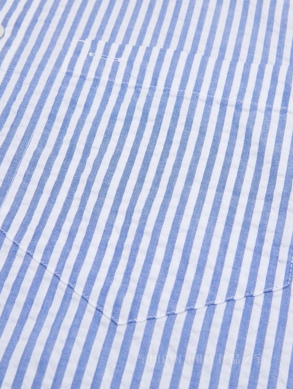 23新款早秋男装纯棉简约清爽条纹贴袋合身版短袖衬衫30107