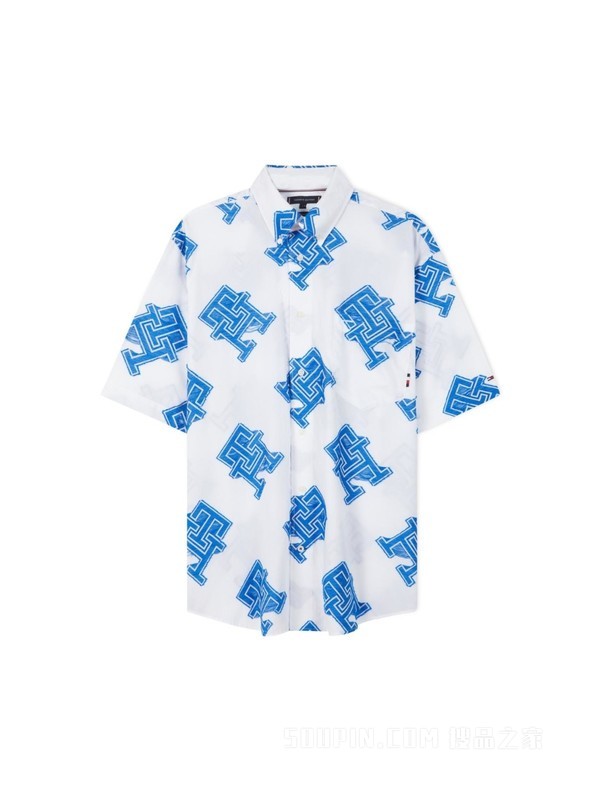 23新款早秋男装时尚拉毛字母提花垂顺宽松版短袖衬衫31747