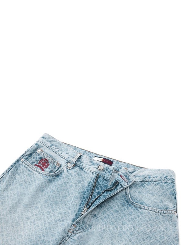 23新款春季男装纯棉时尚字母提花毛边水洗牛仔裤MW0MW30968