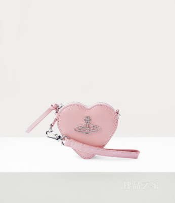 Pearlised Leather Thin Line Orb Heart Wristlet