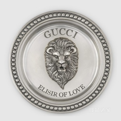 Gucci狮头香盘 银色调黄铜