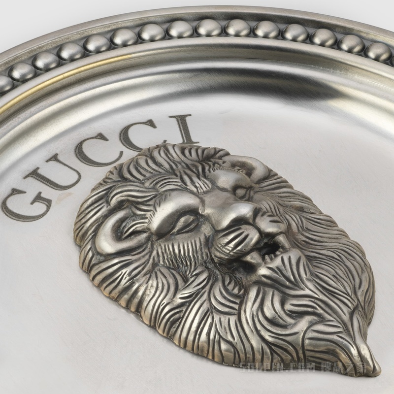 Gucci狮头香盘 银色调黄铜