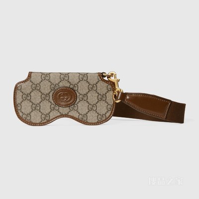 GG眼镜盒 米色和乌木色Supreme帆布