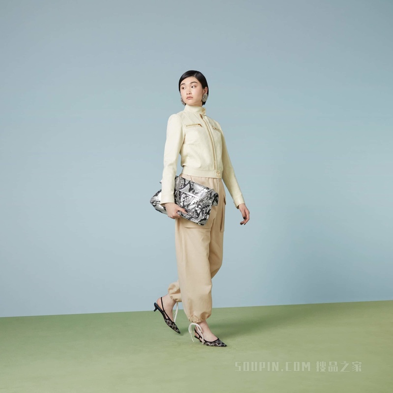 棉麻混纺长裤 象牙白色