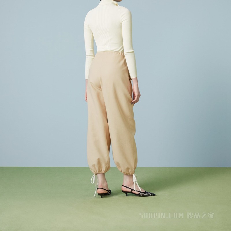 棉麻混纺长裤 象牙白色