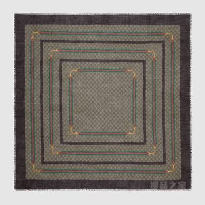 饰织带GG真丝羊毛混纺披肩 多色